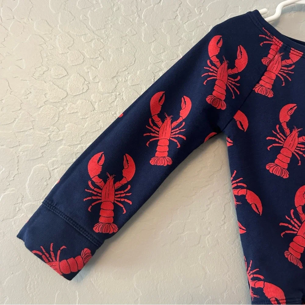 Old Navy long sleeve navy blue and red lobster print sweatshirt size 3T